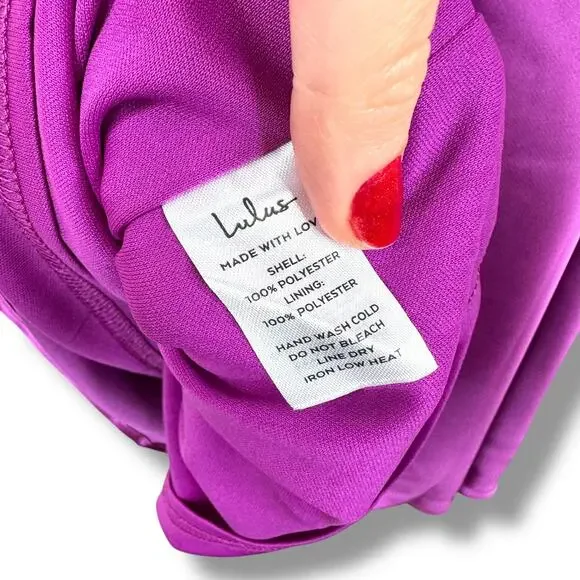 NEW Lulus Chic Allure Purple Satin Lace-Up Cowl Back Mini Slip Dress Medium - Picture 6 of 7